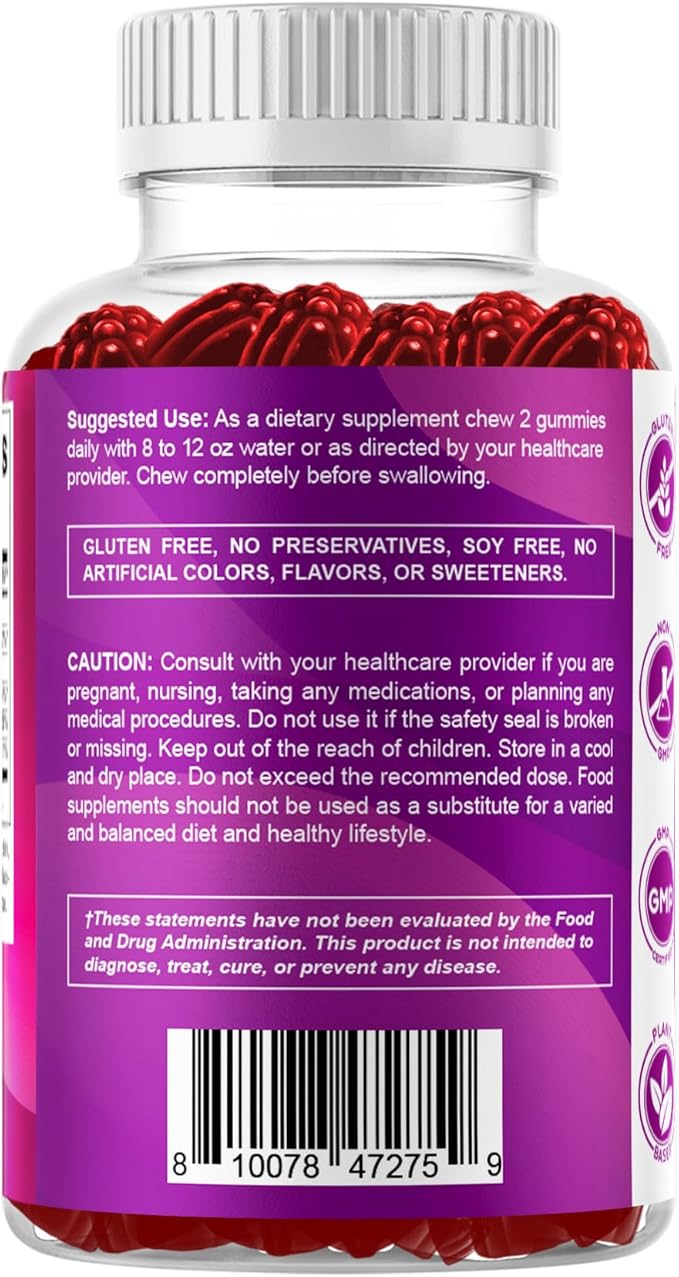 Vitamatic 2 Packs Vitamin B6 100mg Gummies – Natural Strawberry Flavor – 60 Pectin-Based Gummies per Bottle – Nervous System & Energy Support