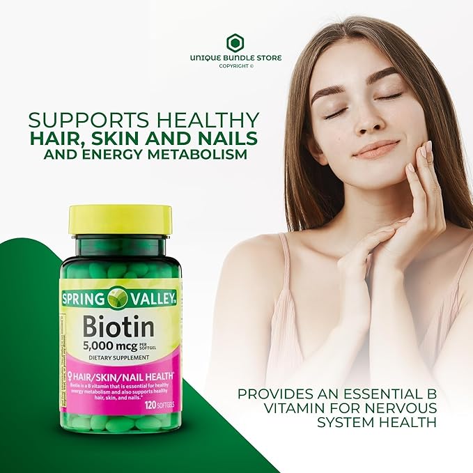 Biotin 5000 mcg 120 Softgels – High Potency Biotin Supplement, Vitamin B7 for Hair Skin Nails Vitamins for Women, Vitaminas para el Cabello (Pack of 2)