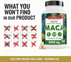Peruvian Naturals Organic Maca Root Capsules for Women & Men, 2400 mg, 300 Vegan Pills with Black, Red & Yellow Root, Gelatinized, Non-GMO, Pack of 2