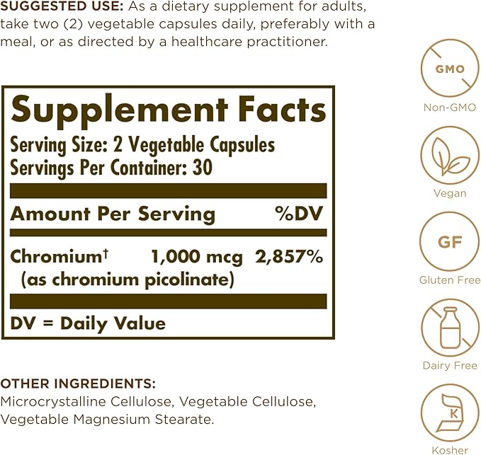 Solgar Chromium Picolinate 500mcg 60 VegCap