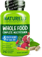 NATURELO Whole Food Multivitamin for Men 50+ - with Vitamins, Minerals, Organic Herbal Extracts - Vegan Vegetarian - for Energy, Brain, Heart and Eye Health - 240 Capsules