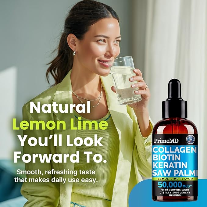 Lemon Lime Liquid Collagen Drops With Liquid Biotin For Radiant Hair, Smooth Skin, Strong Nails | Daily Peptides Support Collagen For Women & Men | Great-Tasting, Easy, Dropper-Ready, 2 Fl Oz (2 Pack)