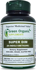 Green Organic Supplements DIM, Diindolylmethane, Indole-3-Carbinol, Broccoli, 90 VCaps, High Absorbable, Non-GMO, Gluten-Free, (Single)