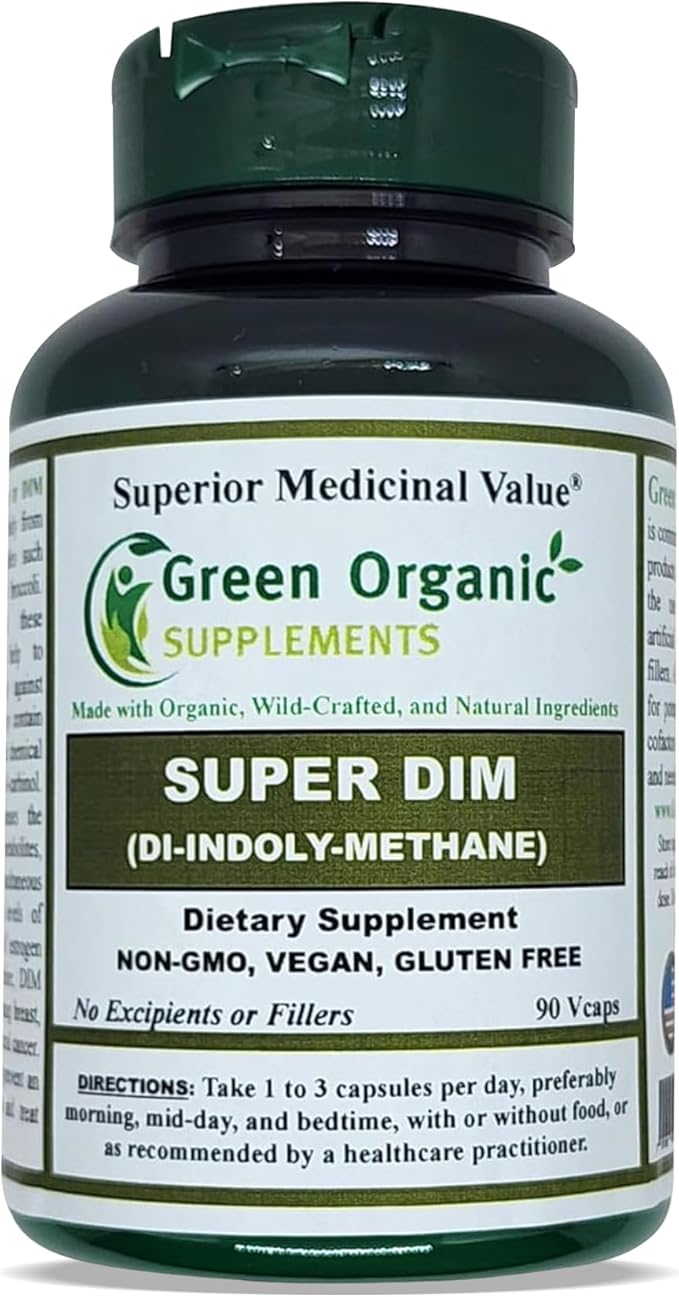 Green Organic Supplements DIM, Diindolylmethane, Indole-3-Carbinol, Broccoli, 90 VCaps, High Absorbable, Non-GMO, Gluten-Free, (Single)