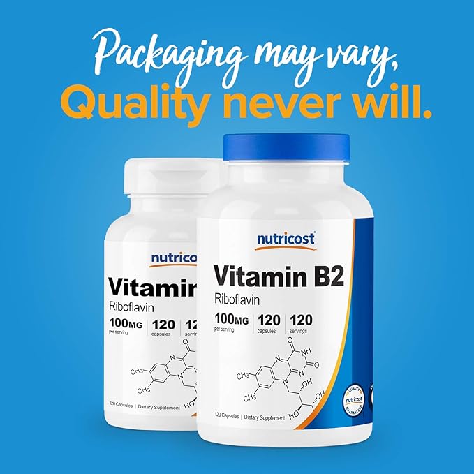 Nutricost Vitamin B2 (Riboflavin) 100mg, 120 Capsules - Gluten Free and Non-GMO