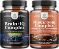 Bundle of Nootropic Memory Supplement with Vitamin B 12 Bacopa Monnieri Rhodiola Rosea DMAE Ginkgo Biloba and Mushroom Complex 10X Lions Mane with Reishi Chaga Maitake Shiitake for Brain Support