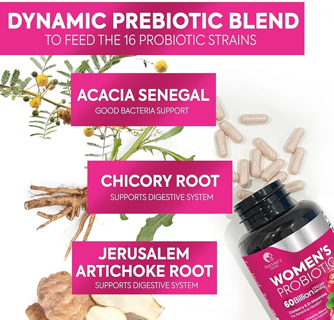 Probiotics For Women 60 Billion CFU Per Serving - Women's Probiotic For Digestive Health 16 Unique Strains - Daily Vaginal PH Balance & Feminine Health Support, Womens Probiotic - 120 Capsules