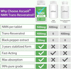 Sublingual NMN 500mg + Trans-Resveratrol 400mg, 3-in-1 Advanced Formula 99% Pure NMN Resveratrol Supplement for Boost* NAD, Cell, Immune, Energy & Muscle, Anti-Aging, 240 Lozenges, 240-Day Supply