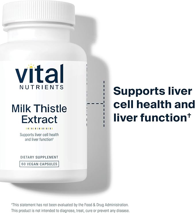 Vital Nutrients Milk Thistle Extract 250mg - Vegan Milk Thistle Supplement for Liver Function & Detox - Antioxidant Support for Glutathione Production - Gluten, Dairy, Soy Free - Non-GMO - 60 Capsules