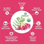 USDA Organic Whole Food Biotin Supplement, Made with Plant-Based Biotin from Sesbania Agati Trees, by SolaGarden Naturals, 60 Non-GMO Vegan Capsules, Supports Hair, Skin, and Nails, Made in USA