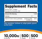 Nutricost Vitamin A 10,000 IU, 500 Softgel Capsules