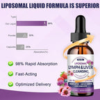 Liposomal Lymphatic Drainage Drops, 26 in 1 Liver Cleanse Detox & Repair with Milk Thistle, Echinacea, Glutathione, Vitamins, Lymph-Liver Cleanse, Gut & Metabolic Health - Mixed Berry Flavor 2 Fl Oz