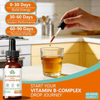 Vitamin B Complex Liquid Drops, B12 Methylcobalamin, B9 Folic, Vitamin C, Immune, Energy Metabolism, Brain & Heart Support, Orange Flavor, 60ml