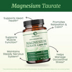 Magnesium Taurate 1900MG | Heart Health and Relaxation Support | 150MG Elemental Magnesium Per Serving | High Absorption Mag Taurate with Vitamin B6 + Black Pepper | Non-GMO | 60 Ct (1 Month Supply)