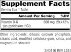 Source Naturals Vitamin B-6-500 mg, 100 Tablets