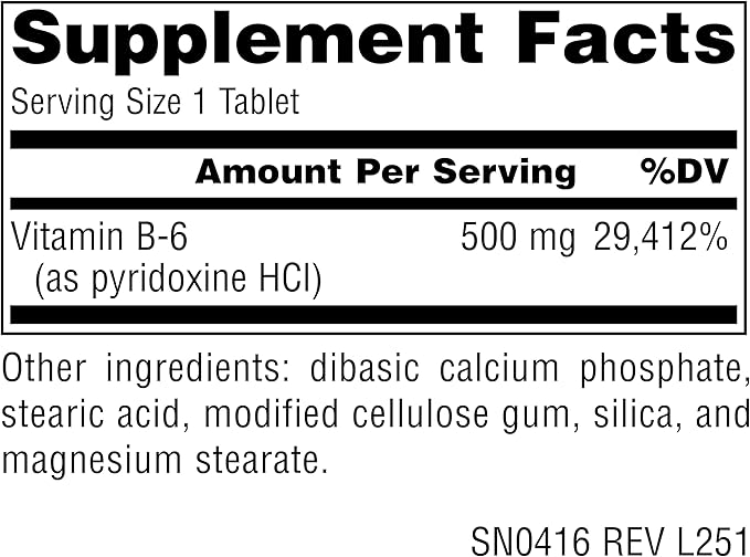 Source Naturals Vitamin B-6-500 mg, 100 Tablets