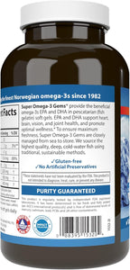 Carlson - Super Omega-3 Gems, 1200 mg Omega-3s, Cardiovascular Support, Brain Function & Vision Health, Norwegian, 180 soft gels
