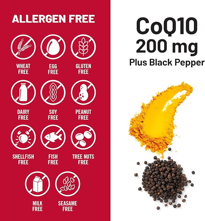 NatureWise CoQ10 200mg + Black Pepper Softgels - High Absorption Coenzyme Q10 + Black Pepper - Antioxidant for Heart Health + Cellular Energy - Vegan, Non-GMO, Gluten-Free - 30 Count[30-Day Supply]