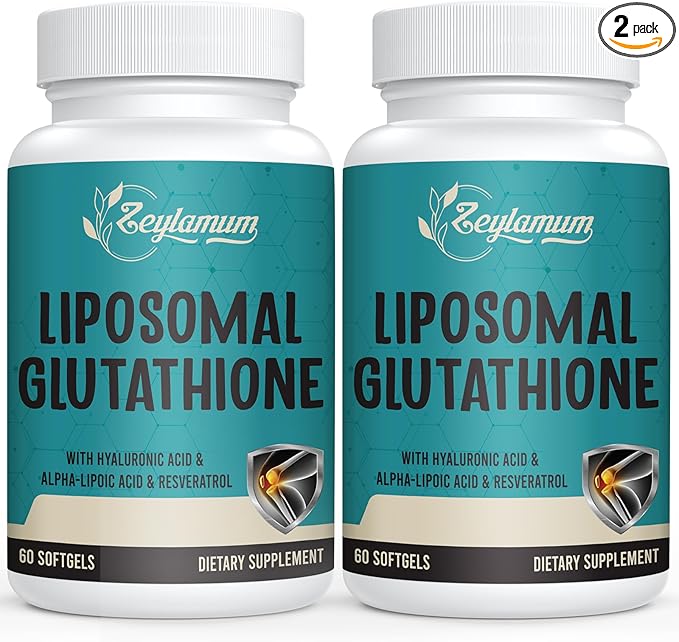 2400 MG Liposomal Glutathione Softgels, Max Absorption, Active Form L-Glutathione Reduced (GSH), with Hyaluronic Acid, Resveratrol, Master Antioxidants for Brain, Immune System, 120 Softgels