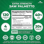 Zazzee Extra Strength Saw Palmetto 20:1 Extract, 40% Fatty Acids, 120 Vegan Capsules, 4 Month Supply, Serenoa Repens, Daily Wellness & Men’s Health Support, Herbal Supplement, Non-GMO, Made in the USA