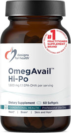 Designs for Health OmegAvail Hi-Po - TG (Triglyceride) Omega-3 Fish Oil Supplement, 1600mg EPA/DHA per Serving with Lemon + Vitamin E to Minimize Fishy Taste (60 Softgels)