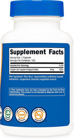 Nutricost Copper Glycinate Capsules (120 Capsules, 3MG Copper per Serving) - Non GMO, Vegan