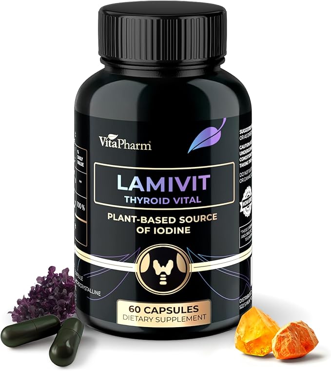 LAMIVIT Plant-Based Iodine Supplement for Thyroid Support – Natural Sea Kelp (Laminaria) Iodine Source – 150 mcg Iodine per Capsule – Non-GMO, Vegan, Made in EU – 60 Capsules