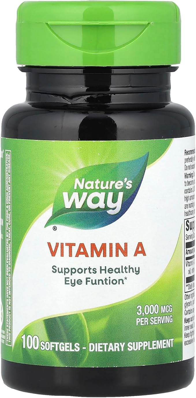Nature's Way Vitamin A, High Potency, Supports Healthy Eye Function*, 3,000 mcg per Serving, 100 Softgels (Packaging May Vary)