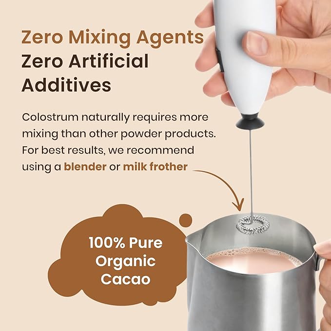 Organic Chocolate 4000mg Grass Fed Bovine Colostrum Powder + Probiotics Colostrum Supplement for Kids & Adults with Immunoglobulins (220.98 Grams)