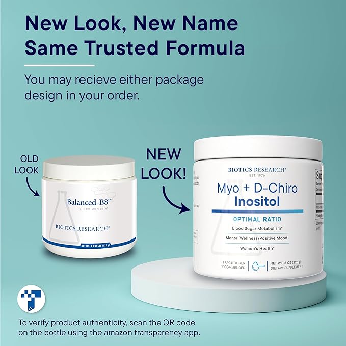 Biotics Research Balanced B8 Powder, Myo inositol and D Chiro inositol, 40:1 Ratio, Women’s Health, Neural Communication, Fat Metabolism, Vascular Health, Hair Growth 8 Ounces