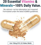 BariatricPal Multivitamin ONE 1 per Day! Bariatric Multivitamin Capsule with 18 mg of Iron | Easy to Swallow Capsule | Vitamin for Bariatric Surgery Patients | 90 Count (3 Month Supply)