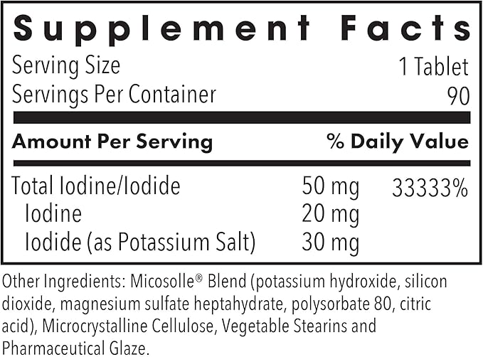 Optimox Iodoral 50 mg - Iodine & Potassium Iodide Supplement for Thyroid & Immune System Support- Non-GMO & Gluten-Free - 90 Servings - 90 Count