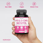 Myo-Inositol & D-Chiro Inositol Supplement For Women (120 Capsules, 2050mg Per Serving Ideal 40:1 Ratio Myo Inositol) Hormone Balance for Women - Third Party Tested, Vegan Safe & USA Made - 120 Count