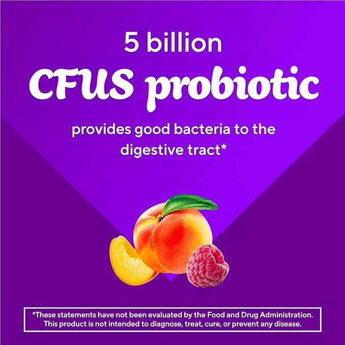 vitafusion Probiotic Gummy Supplements, Raspberry, Peach and Mango Flavors, Probiotic Nutritional Supplements With 5 Billion CFUs, 35 Day Supply, 70 Count