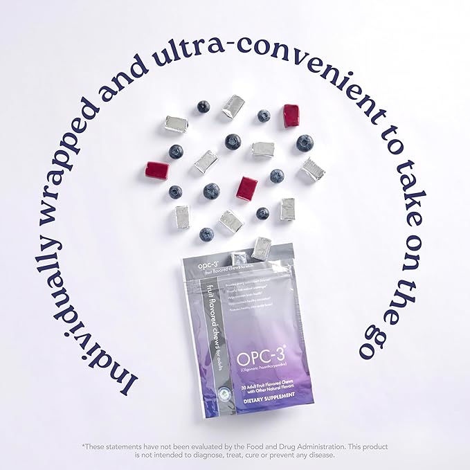 Isotonix OPC-3 Antioxidant Chews | Circulation, Vision & Skin Support | Grape Seed, Red Wine, Pine Bark (Pycnogenol®), Bilberry & Citrus Bioflavonoids | Chewable Antioxidant Supplement - 30 Count