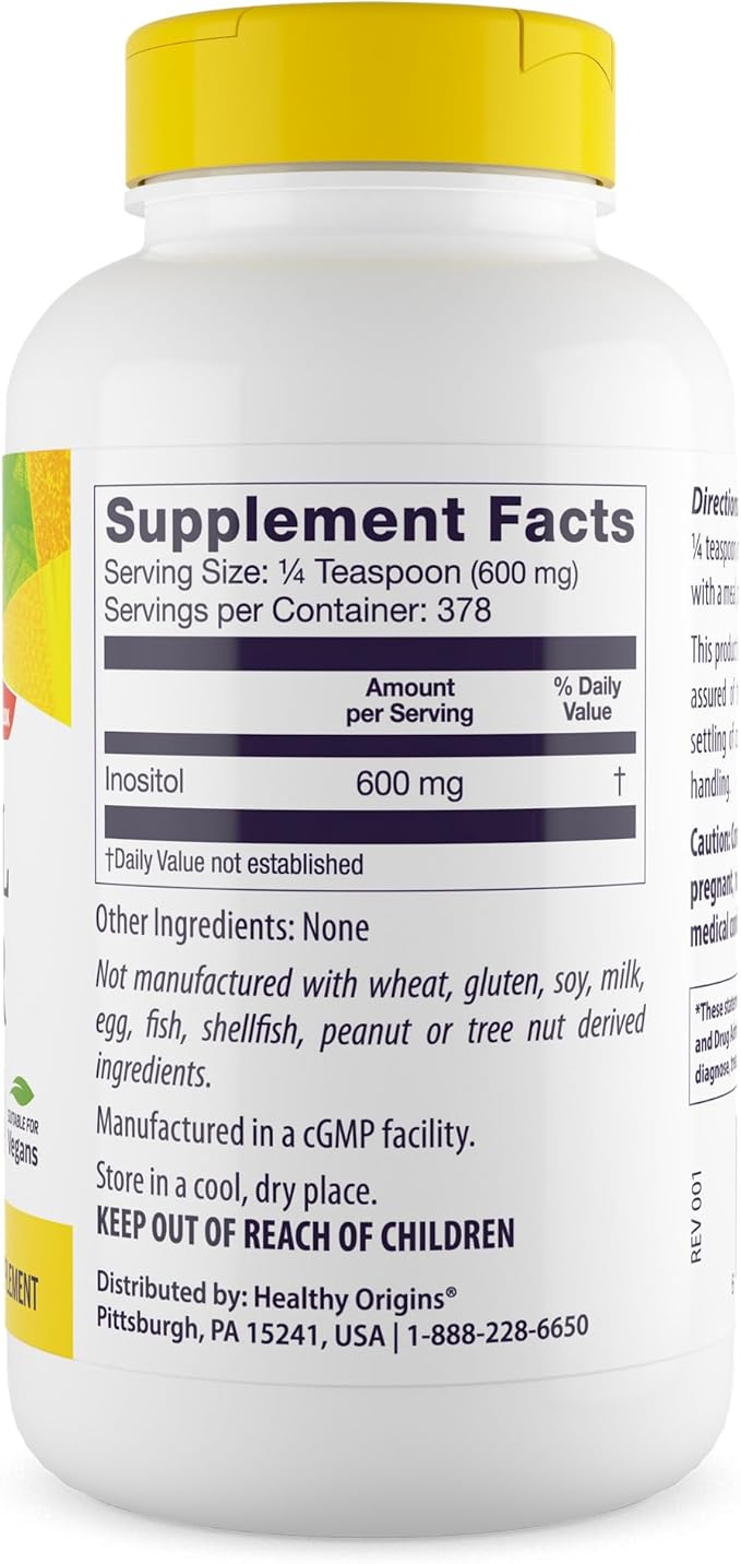 Healthy Origins Inositol Powder, 227 g - for Skin, Hair & Nail Health - Vitamin B8 Powder Supplement - Part of The B Complex Family - Vegan, Non-GMO & Gluten-Free Supplement - 8 Oz