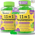 (2 Packs) Phosphatidylserine 600mg Gummies, Brain Supplement for Memory, Focus and Concentration - Phosphatidylserine Memory Supplement with Alpha GPC, B6 & B12 for Brain and Cognitive, 120 Gummies