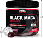 Force Factor Black Maca Gummies, 3-Pack, Black Maca Root to Enhance Male Vitality, Increase Energy & Strength, with BioPerine for Superior Absorption, Delicious Passion Berry Flavor, 180 Gummies