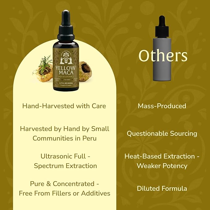 Yellow Maca Extract 50ml – Maca Root Liquid Drops | Peruvian Energy & Hormonal Support | Vegan, Non-GMO Clean Plant-Based Formula for Focus, Mood, Vitality & Wellness– 50 Servings