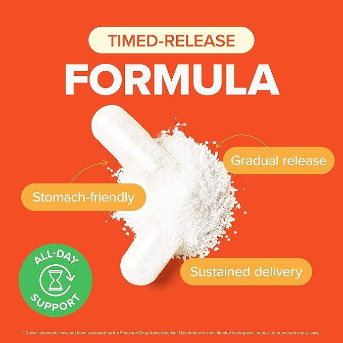 Purely Holistic Vitamin C 1000mg, 365 Capsules, 12 Month Supply, 2 Stage Timed Release with Ascorbic Acid, Rosehip & Acerola Cherry Bioflavonoid, Immune System Support, Vegan