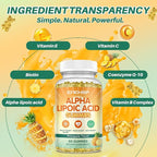 Alpha Lipoic Acid Gummies 600mg - Nerve Savior for Neuropathy with Vitamin B1 B6 B12 C E Biotin Coenzyme Q-10 - Brain Health and Nerve Support Antioxidant - Vegan, Sugar-Free - 60 Gummies