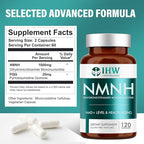 IHW NMNH, 1000mg NMN Supplement Alternative per Serving, 120 Capsules Ultra High 99.9% Purity, Supports Cellular Vitality & Stamina, Aging, Energy Focus, Non-GMO, Gluten Free