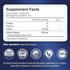 Sodium Butyrate Capsules 1200mg, High Absorption Postbiotic, 120 Count, Standardized Butyric Acid, Vegan, Non-GMO & Gluten-Free Butyrate Supplement for Women and Men