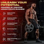 Creatine Monohydrate Gummies for Men & Women, Creatine Gummies Sugar Free, Mixed Flavored with L-Taurine, BCAA 2:1, B12 B6 for Boost Strength, Focus & Endurance, Vegan, Non-GMO, 60pcs