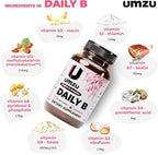UMZU Daily B, 30 Day Supply – Complete Vitamin B Complex Supplement Blend with B1, B2, B3, B5, B6, B7, B9 & B12 Plus Folic Acid & Biotin – Supports Energy, Focus, Mood, Metabolism & Overall Wellness