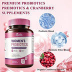 Women Probiotics 50 Billion CFU: Probiotics for Women with Prebiotics & Cranberry, 16 Strain Probiotic Supplement for Digestive Gut Health, Vaginal & Urinary Tract Support Vegan Probiotic 120 Capsules