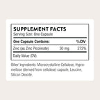THORNE - Zinc Picolinate 30 mg - Highly Absorbable Zinc Supplement - Supports Immune System, Eye, Skin & Reproductive Health* - Third-Party Certified - Gluten, Dairy & Soy-Free - 180 Capsules