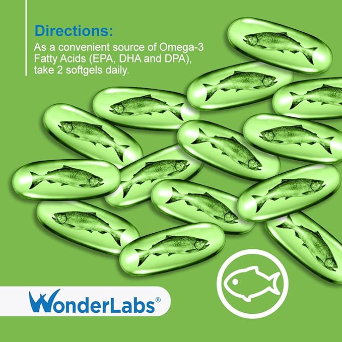 Wonder Laboratories EZ Omega-3 Atlantic Menhaden Fish Oil Supplement 2000 mg, Burpless, Made in The USA, Perfect Balance of EPA+ DHA + DPA 180 Softgels