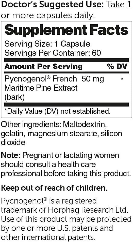 Dr. Whitaker's Clinical Grade Pycnogenol 50mg, 60 Capsules (60-Day Supply) (Pack of 2)