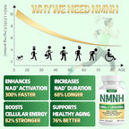 NMNH Supplement 1000mg - Nicotinamide Mononucleotide Alternative, Boost NAD+ with Liposomal Resveratrol & Nicotinamide Riboside NR, for Healthy Cellular, Aging, Energy, 120 Vegan Non-GMO Capsules